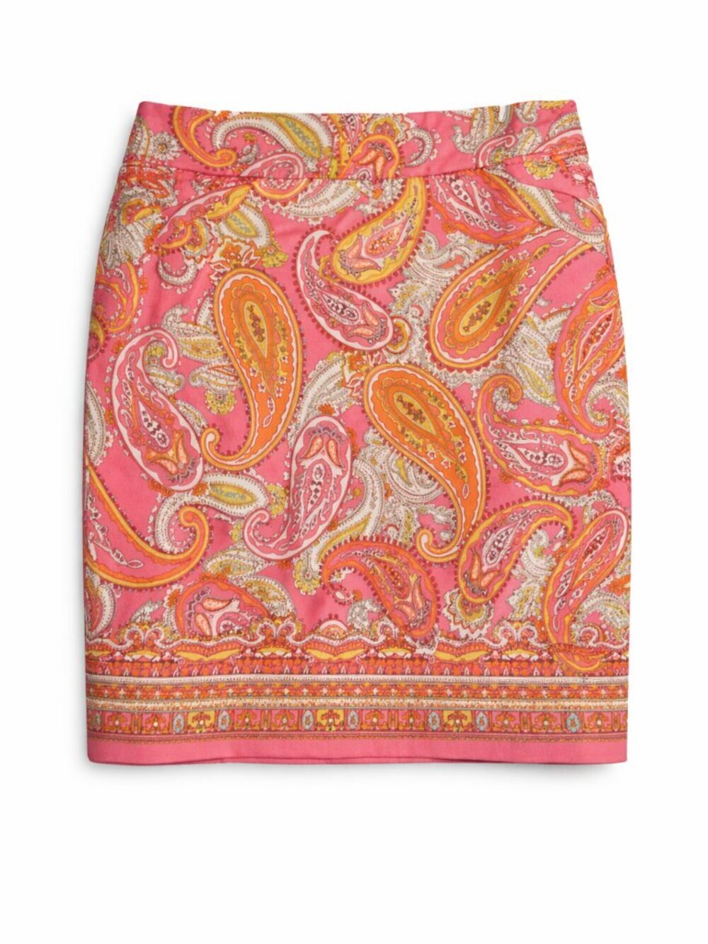 Charter Club Pink Paisley Pencil Skirt Size 10 Petite (10P) Vibrant Preppy Chic